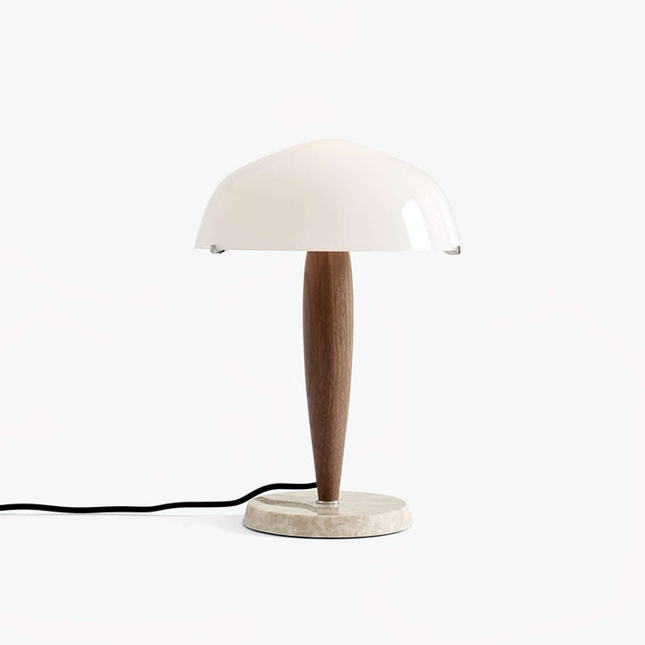Designer bordlampe med valnødfod