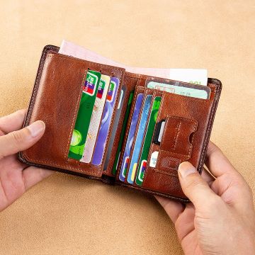RFID-pung i ægte læder til mænd