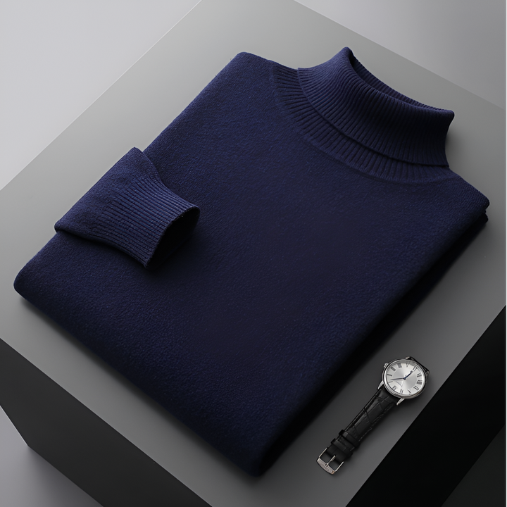Stilren mænds rullekravesweater med perfekt pasform. Elegant herresweater ideel til vinter, kontor tøj og hverdag.