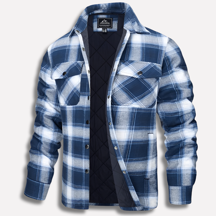 Robust ternet flannelskjorte i klassisk skovhuggerstil til mænd. Casual mode.