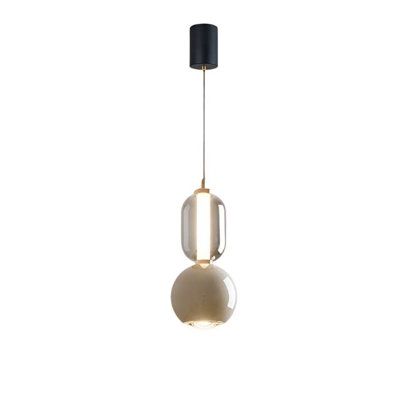 Minimalistisk skandinavisk pendellampe i glas og jern