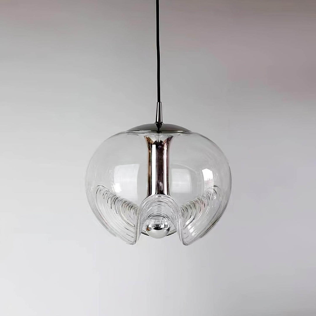 Moderne bølget pendellampe i glas