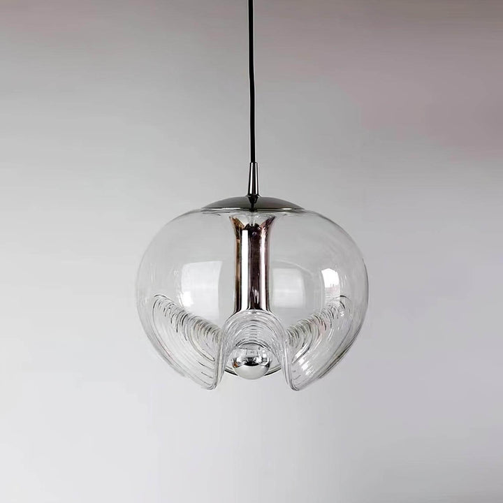 Moderne bølget pendellampe i glas