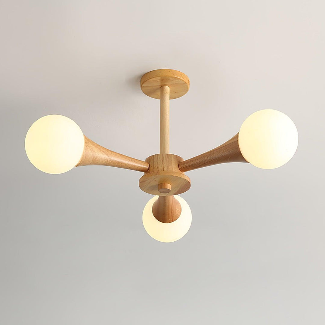 Træ lysekrone loftslampe med 3-5 hoveder
