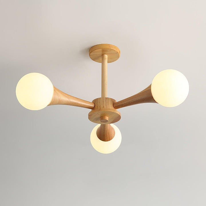 Træ lysekrone loftslampe med 3-5 hoveder