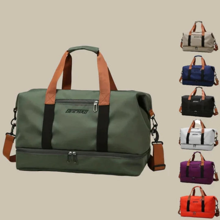 Stilfuld duffel taske i moderne design, en alsidig herretaske til rejser og sport.