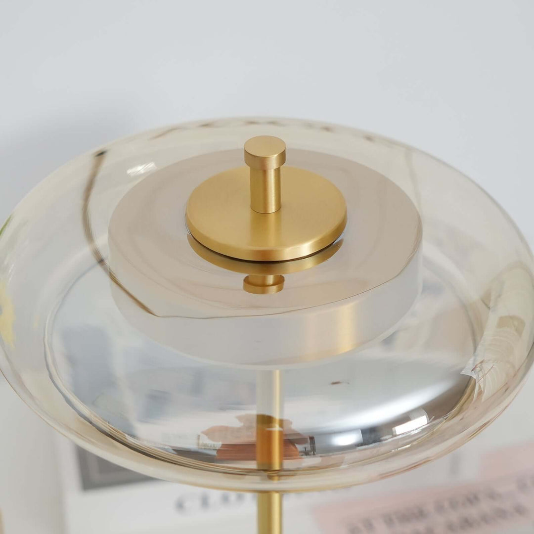 Moderne Designer Bordlampe i Glas, Træ og Metal