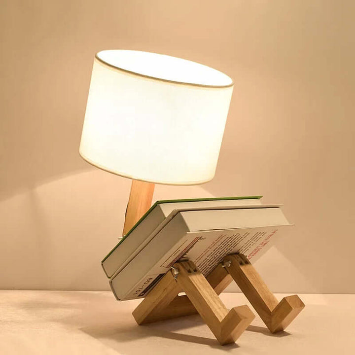 Træbordlampe med Bogholder - Fleksibel & Moderne