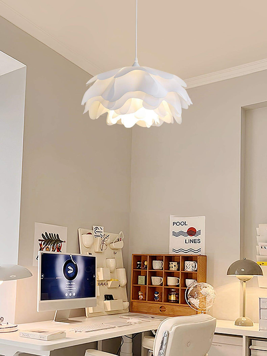 Hvid blomster LED pendellampe