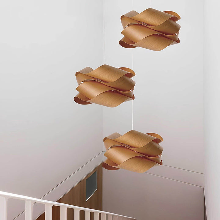 Moderne loft spisebordslampe i træ