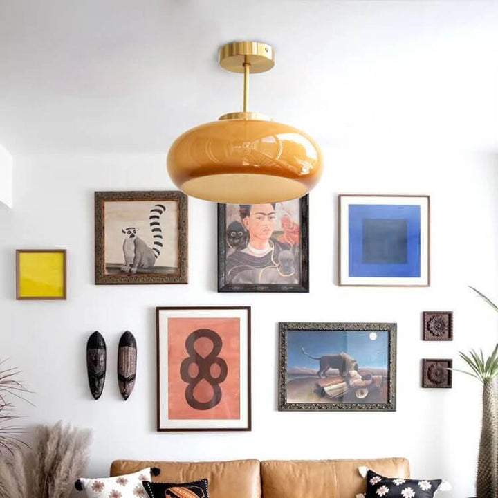Vintage loft loftlampe med orange glasskærm