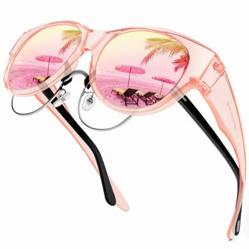 Klassiske oversized dame solbriller med et touch af leopard, UV400 og polariserede linser.