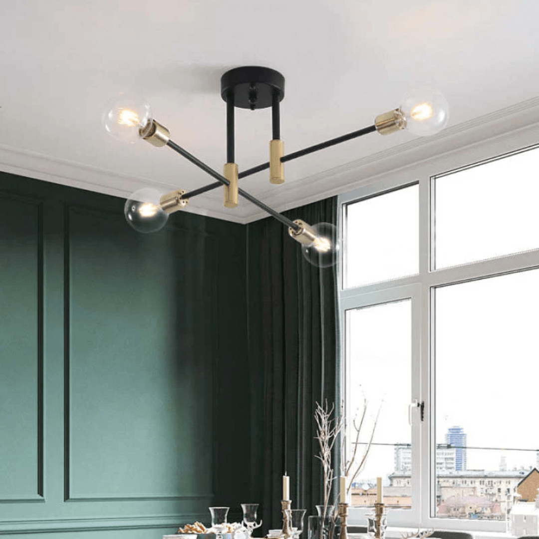 Elegant LED Loft Plafondlampe i Sort-Guld
