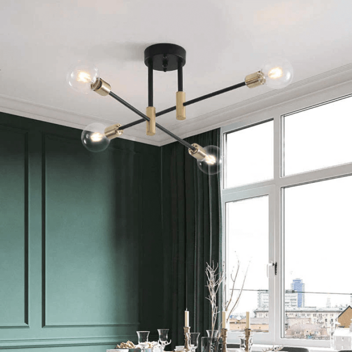 Elegant LED Loft Plafondlampe i Sort-Guld