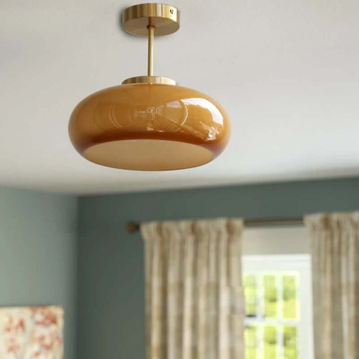 Vintage loft loftlampe med orange glasskærm