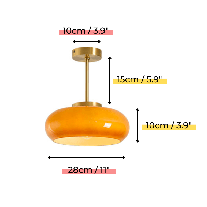 Vintage loft loftlampe med orange glasskærm