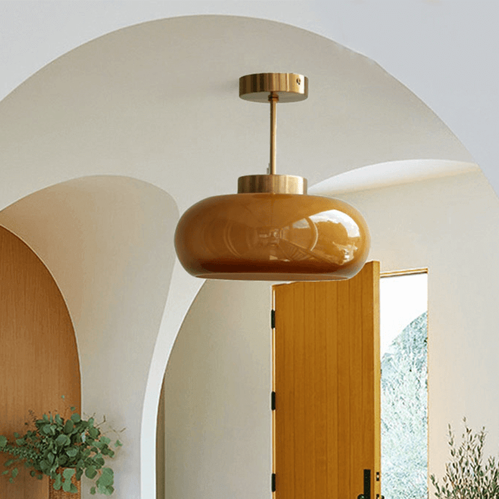Vintage loft loftlampe med orange glasskærm