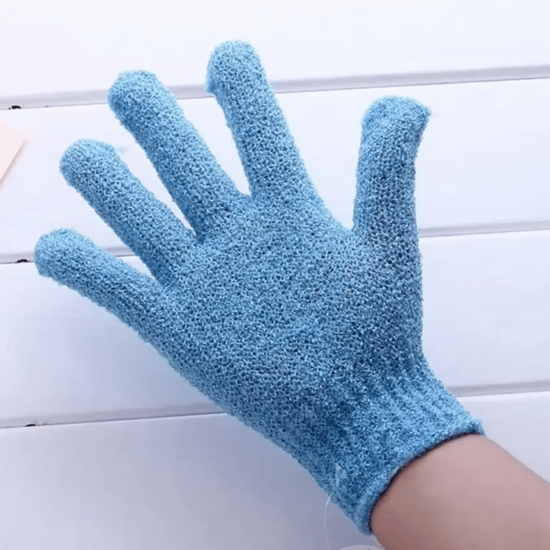 Eksfolierende badehandsker til brusebad og peeling