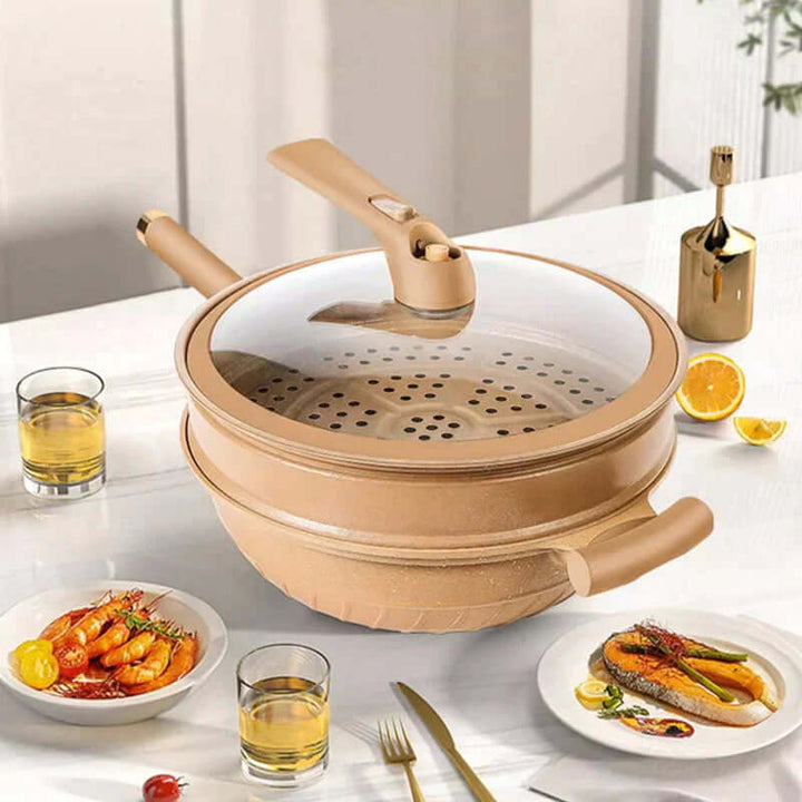 Multifunktionel wokpande med non-stick belægning
