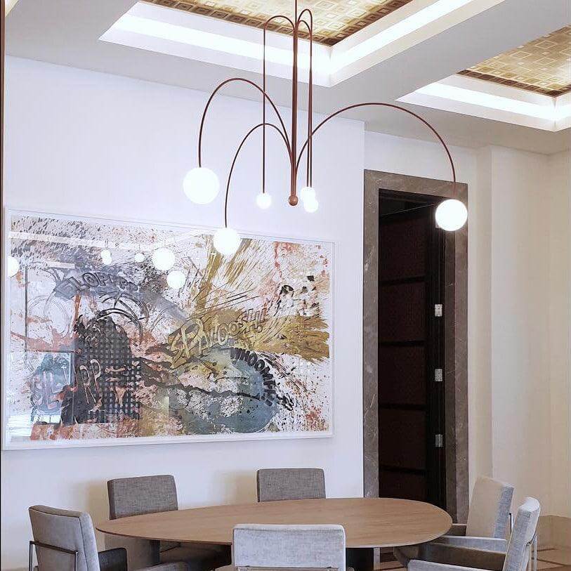 Elegant Glas & Metal Pendel Lampe