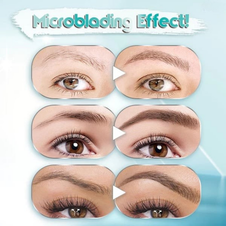 Nærbillede af dame microblading øjenbrynsblyant, klar til brug for fyldige bryn.