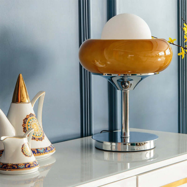 Gul Vintage Bauhaus Glas Bordlampe
