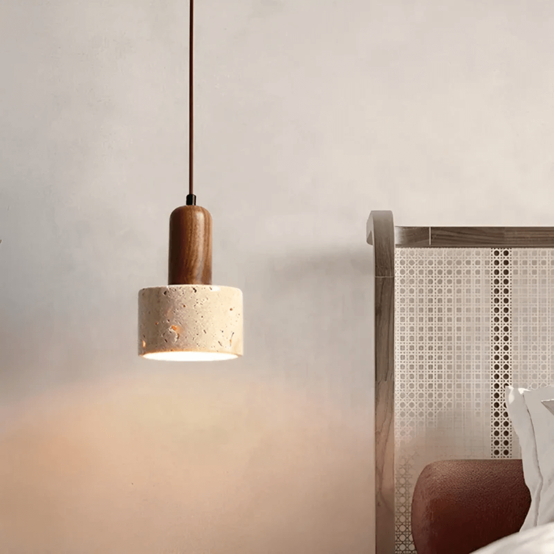 Wabi-Sabi Loftlampe Travertin & Træ
