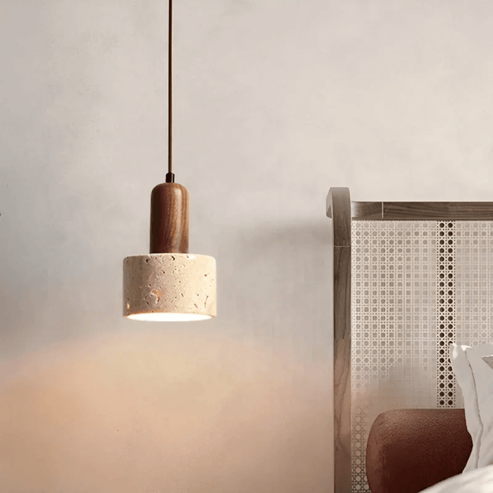 Wabi-Sabi Loftlampe Travertin & Træ