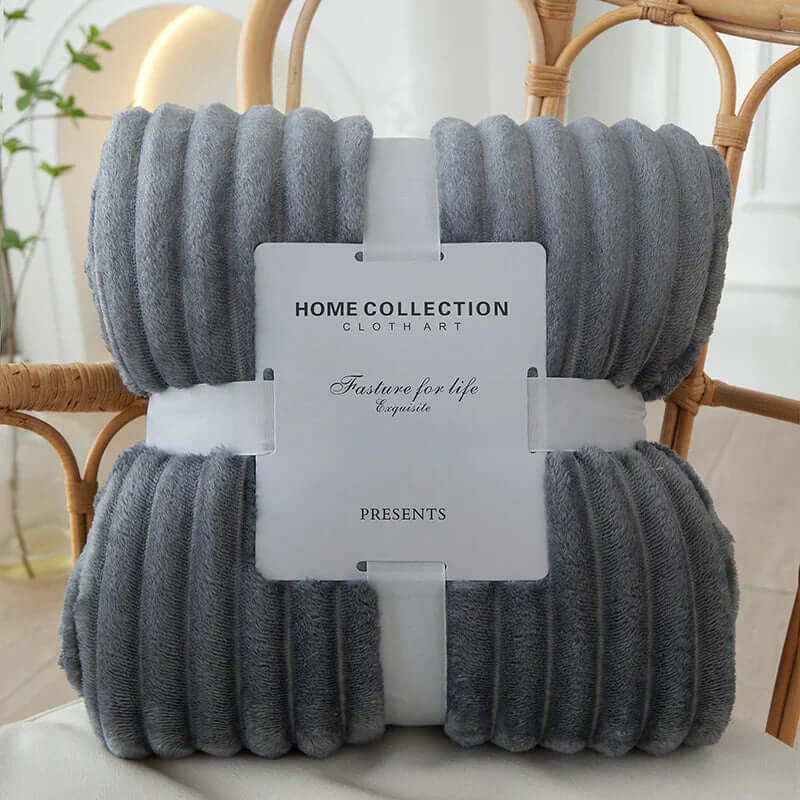 Stribet Flanell Fleece Tæppe