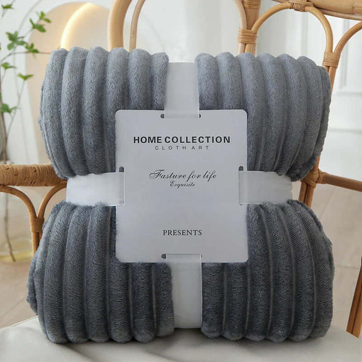 Stribet Flanell Fleece Tæppe