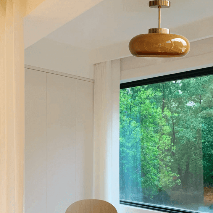 Vintage loft loftlampe med orange glasskærm