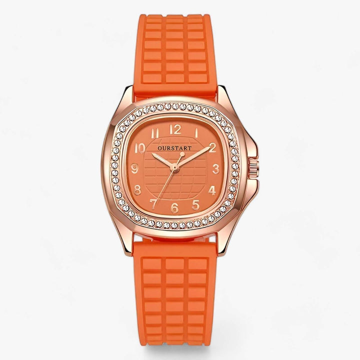 Elegant dameur med diamanter - Silikonerem