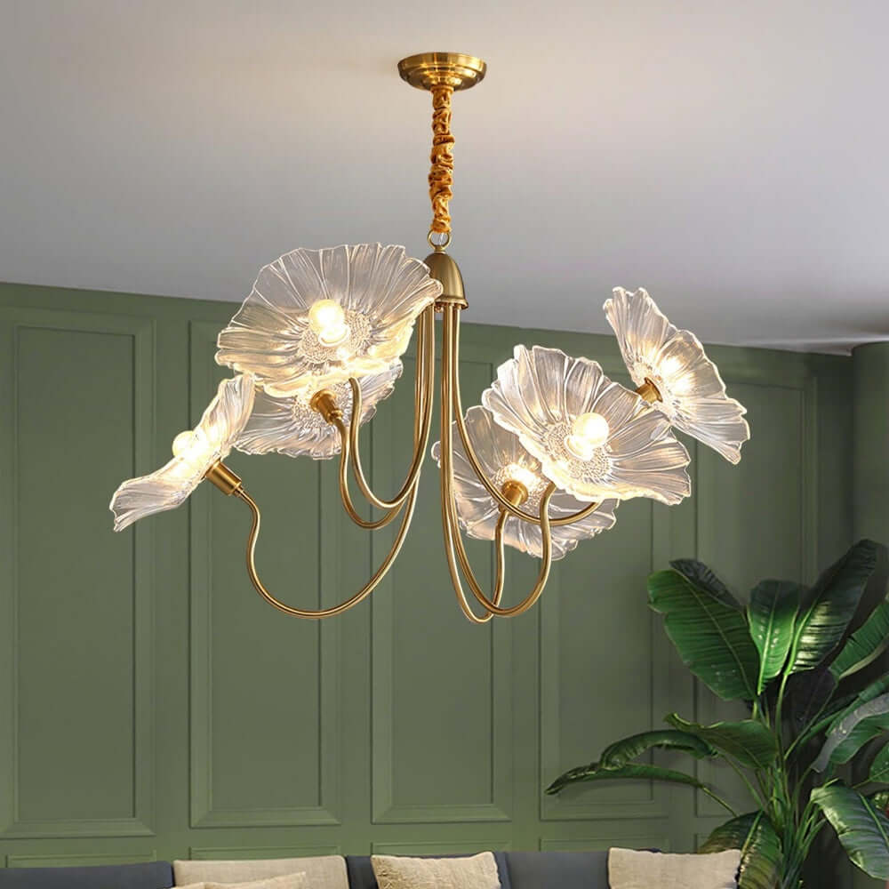 Moderne Glas Lysekrone med Lotusblomst Design