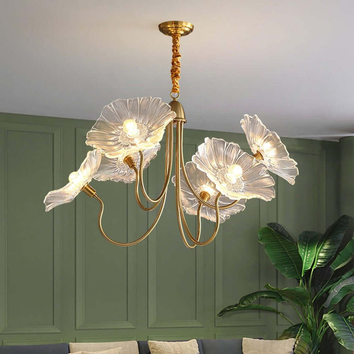 Moderne Glas Lysekrone med Lotusblomst Design