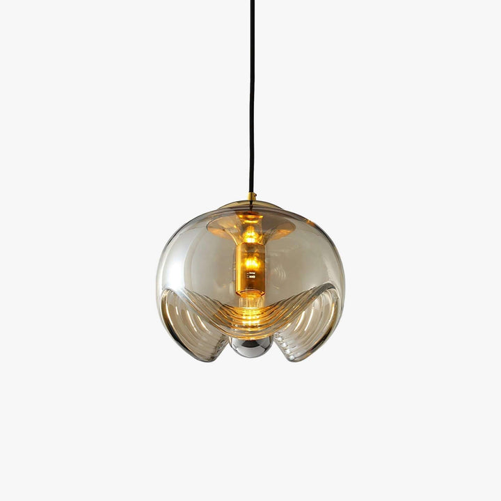 Moderne bølget pendellampe i glas