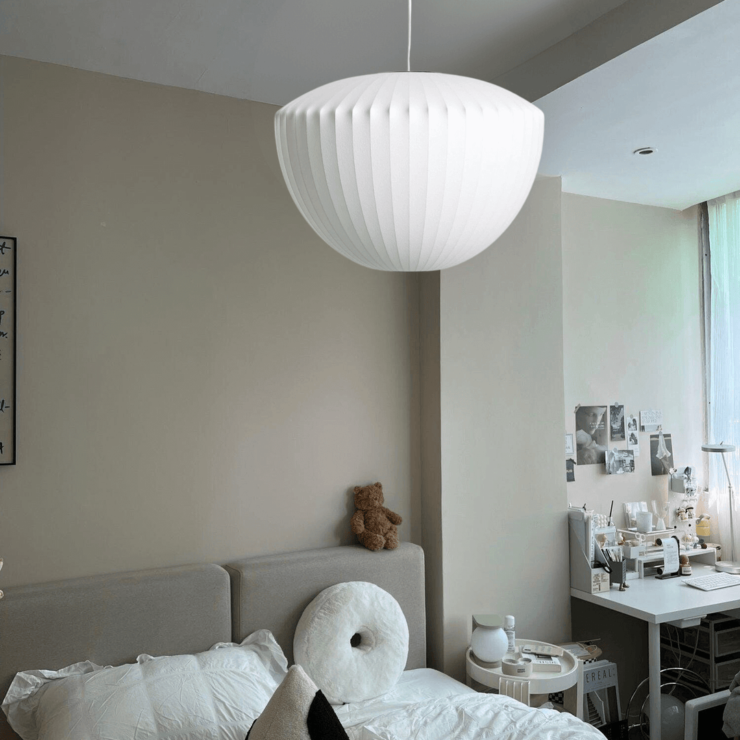 Moderne loftslampe i silke og stål
