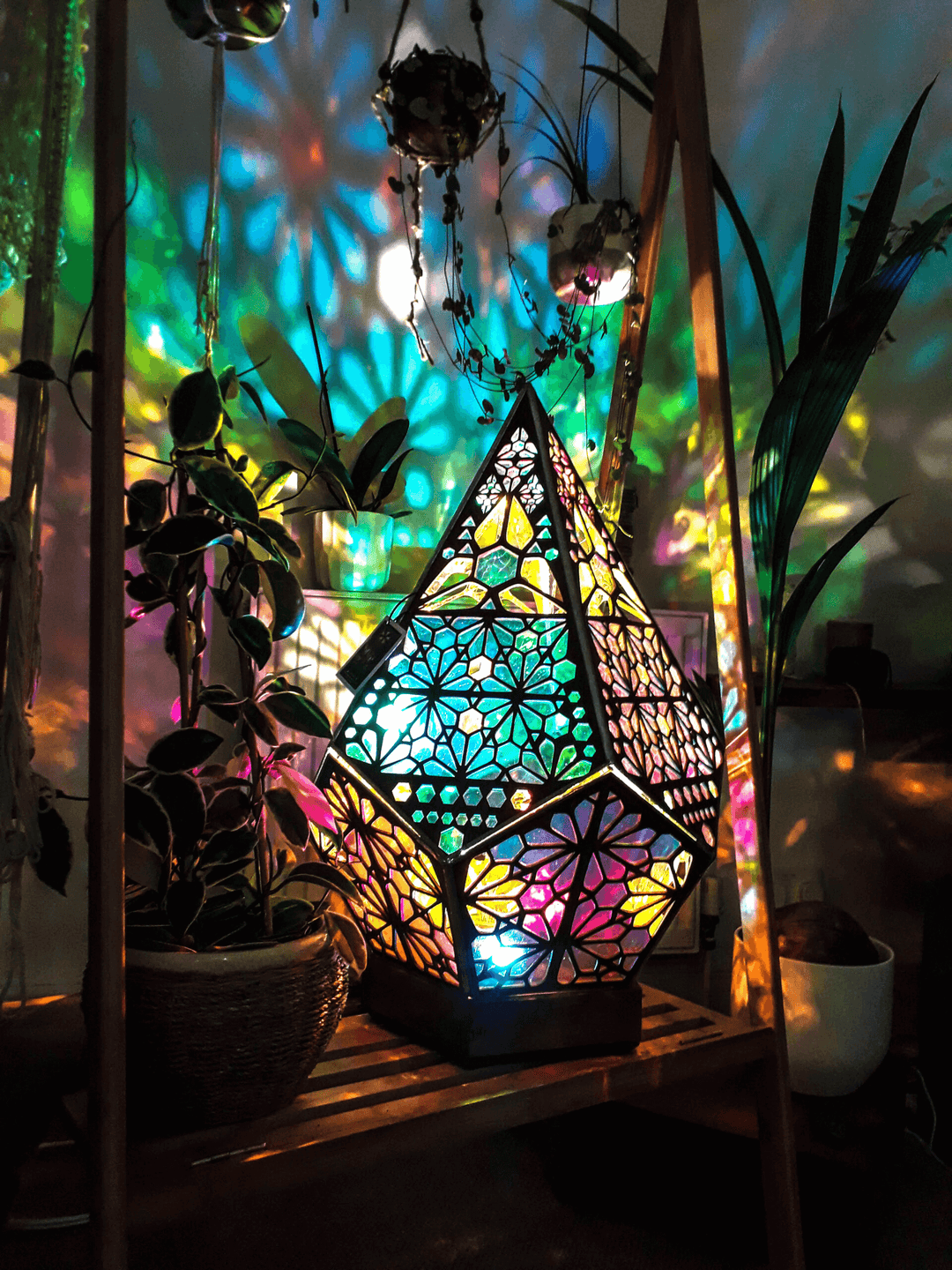 LED Bordlys Glas-i-Blok Stjernehimmeldesign
