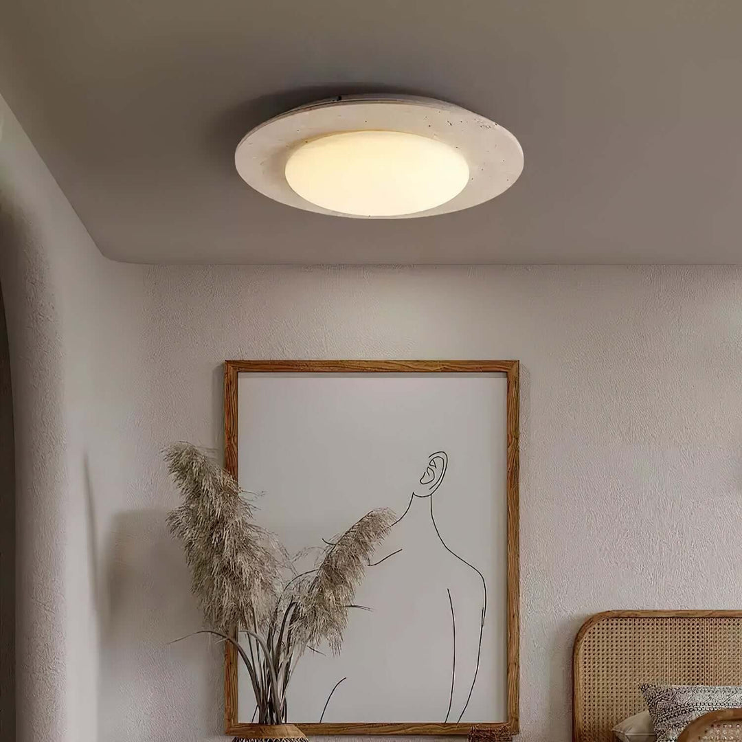 Kuppelformet Travertin Træ Loftslampe