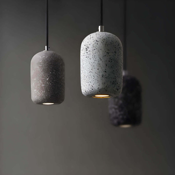 Industriel loft hængelampe i cement og glas