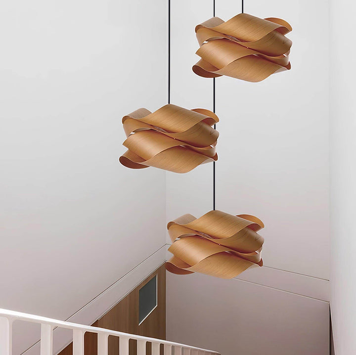 Moderne loft spisebordslampe i træ