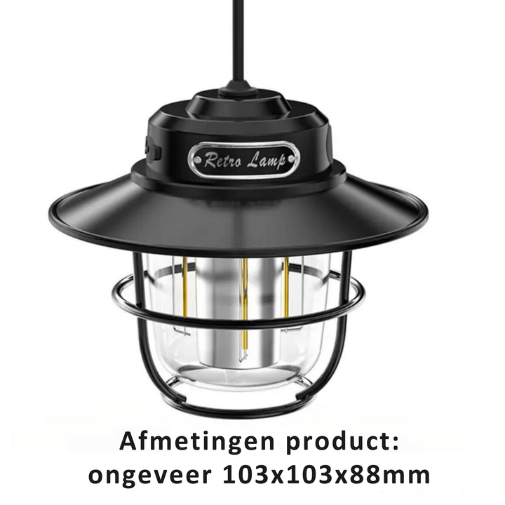 Bærbar LED-campinglampe i retrostil