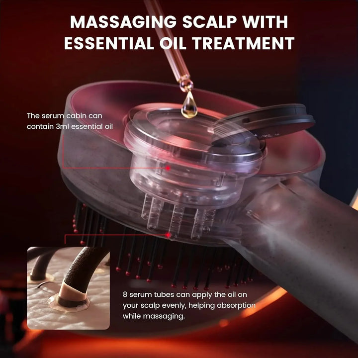 Hovedbundsmassagebørste med LED-lysterapi