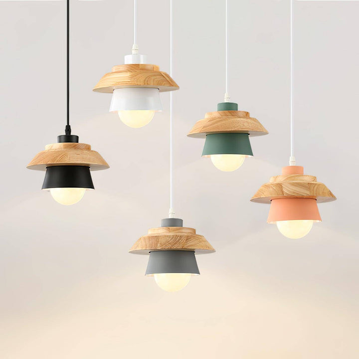 Træ og Sten Pendel Designer Lampe