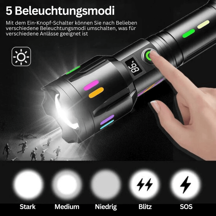 9000 Lumen Genopladelig LED Lommelygte