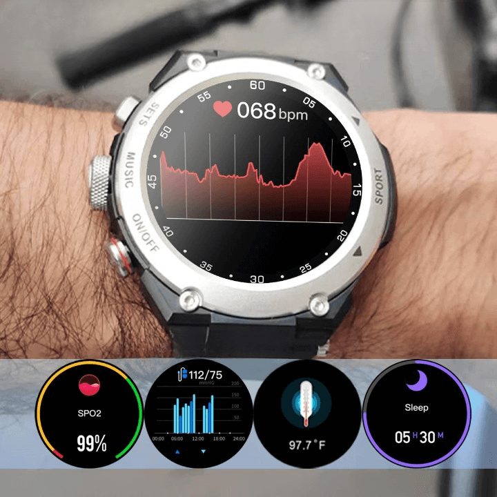 Smartwatch med Øretelefoner - Fitness Tracker & Helsemonitor