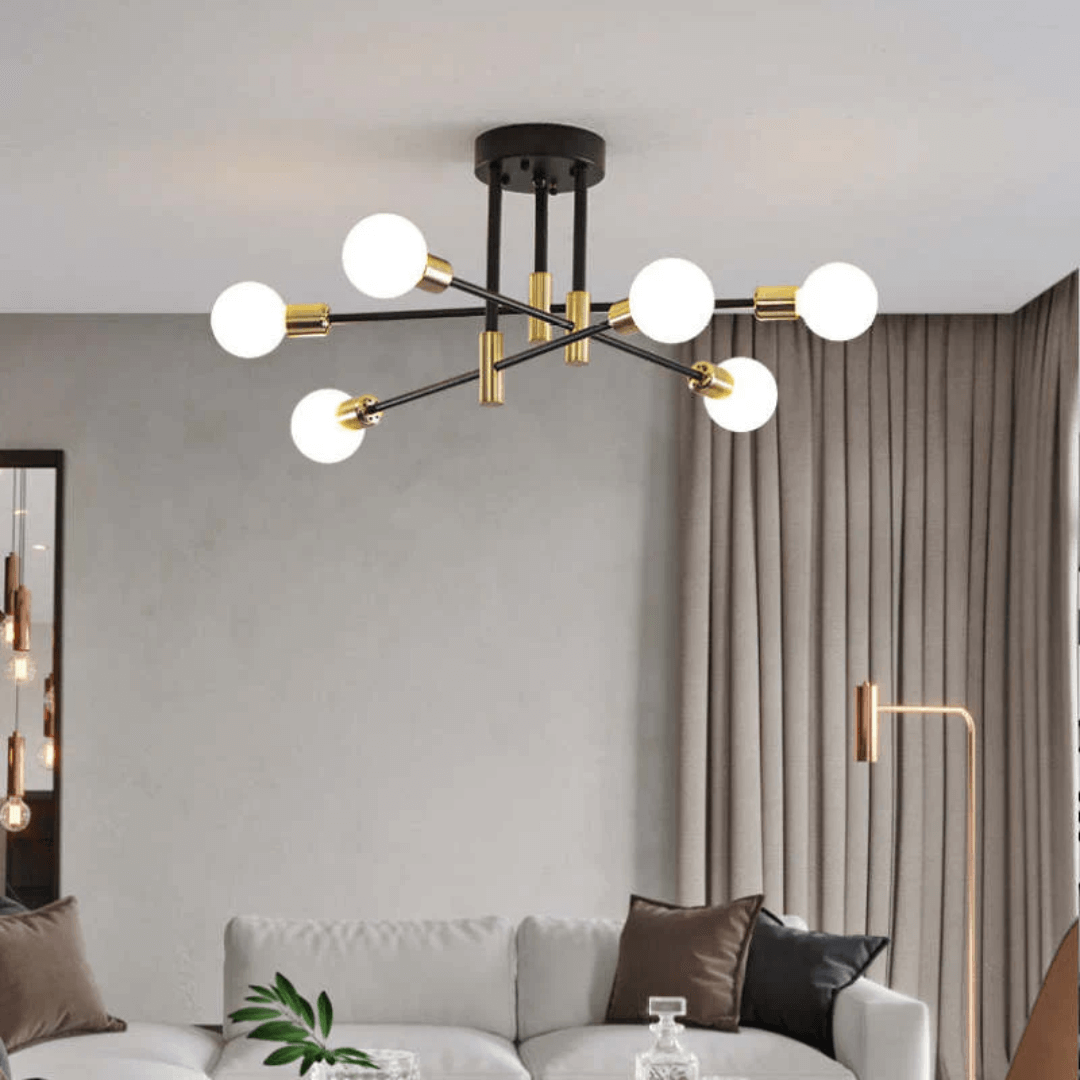Elegant LED Loft Plafondlampe i Sort-Guld