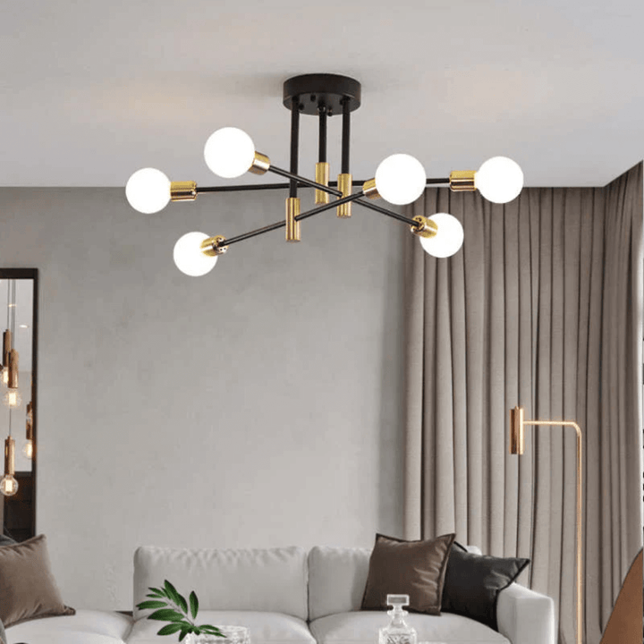Elegant LED Loft Plafondlampe i Sort-Guld