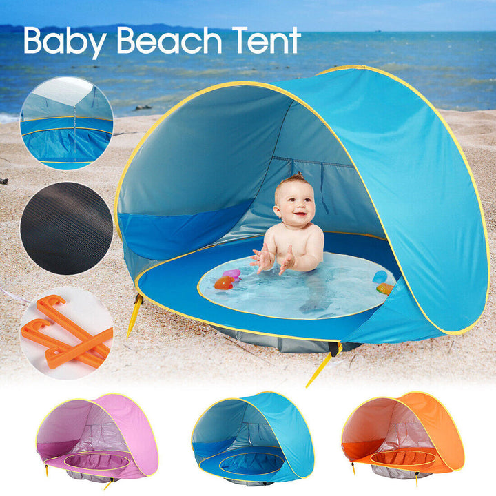Baby UV-beskyttelses strandtelt med pool