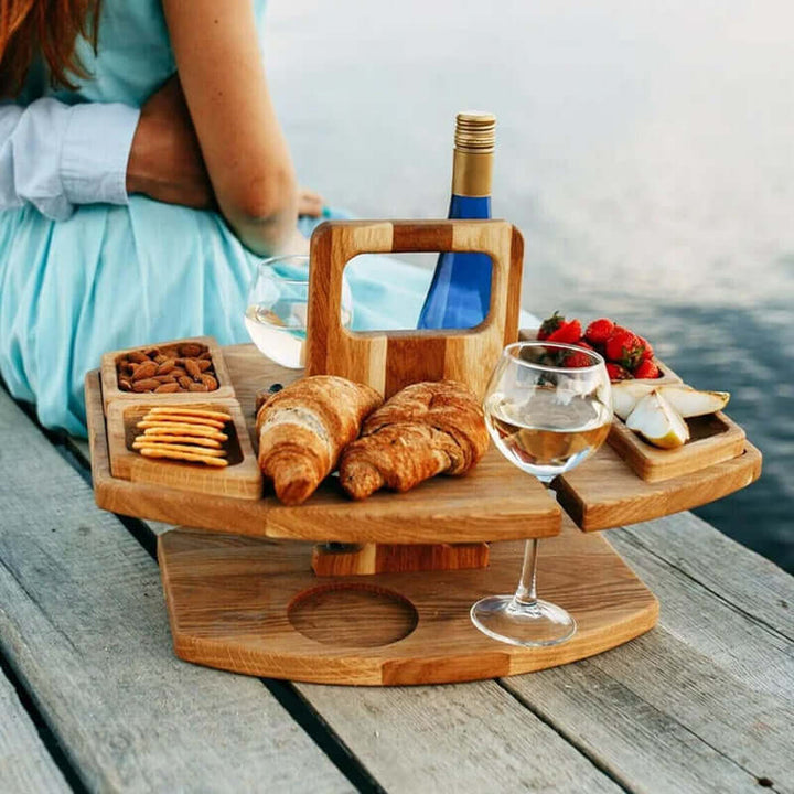 Bærbart Picnicbord med Vinglasholder