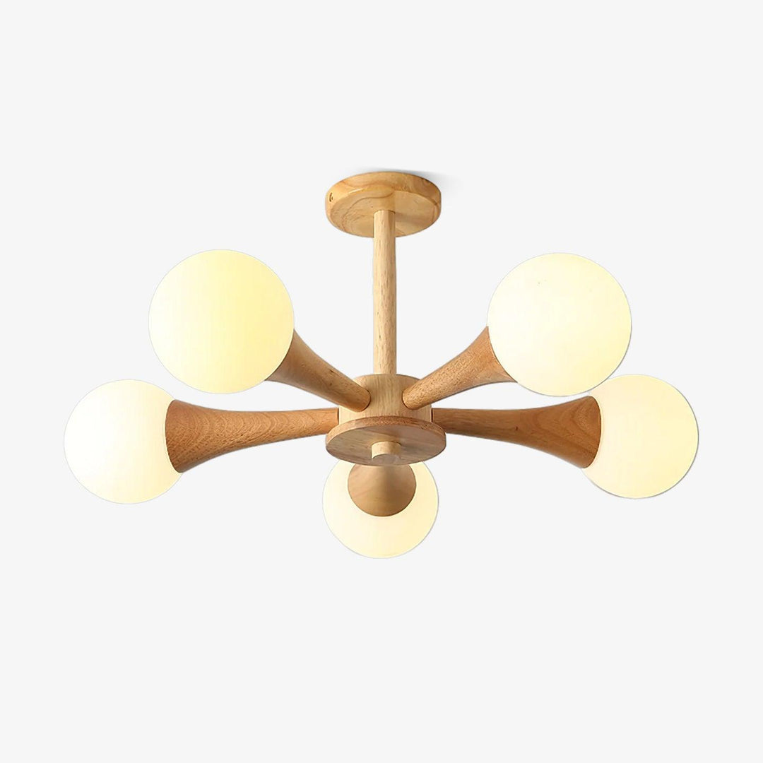 Træ lysekrone loftslampe med 3-5 hoveder